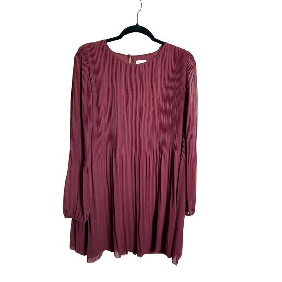 Wilfred Aritzia Daydreamer Pleated Burgundy Dress Mini L Classic Workwear - Picture 1 of 8